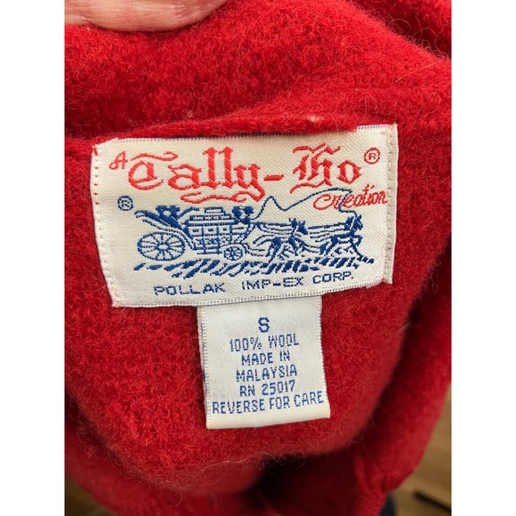 Women's Red 100% Wool Button Front Collared Cardigan Jacket Size S - Picture 3 of 7